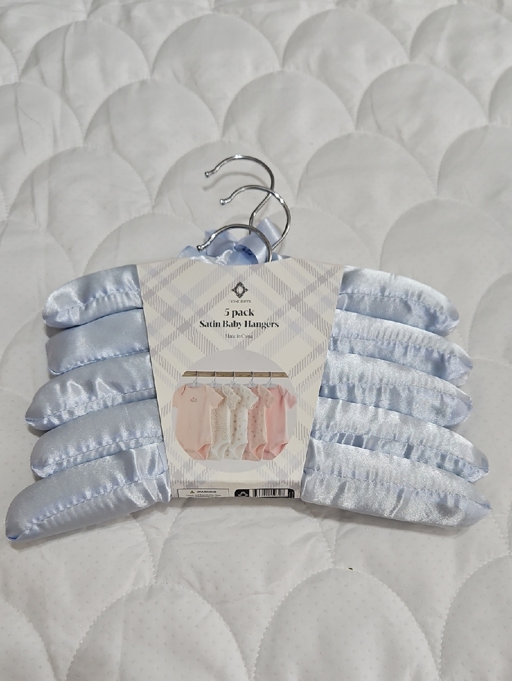 Satin Baby Hangers - Light Blue (5 Pack)